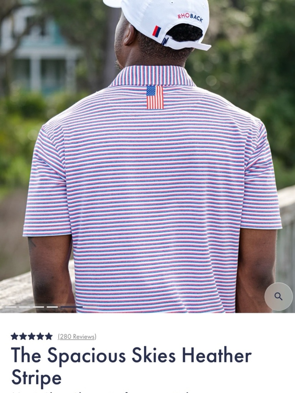 Rhoback Men’s Polo in Red, Blue & White Stripes - Picture 6 of 6